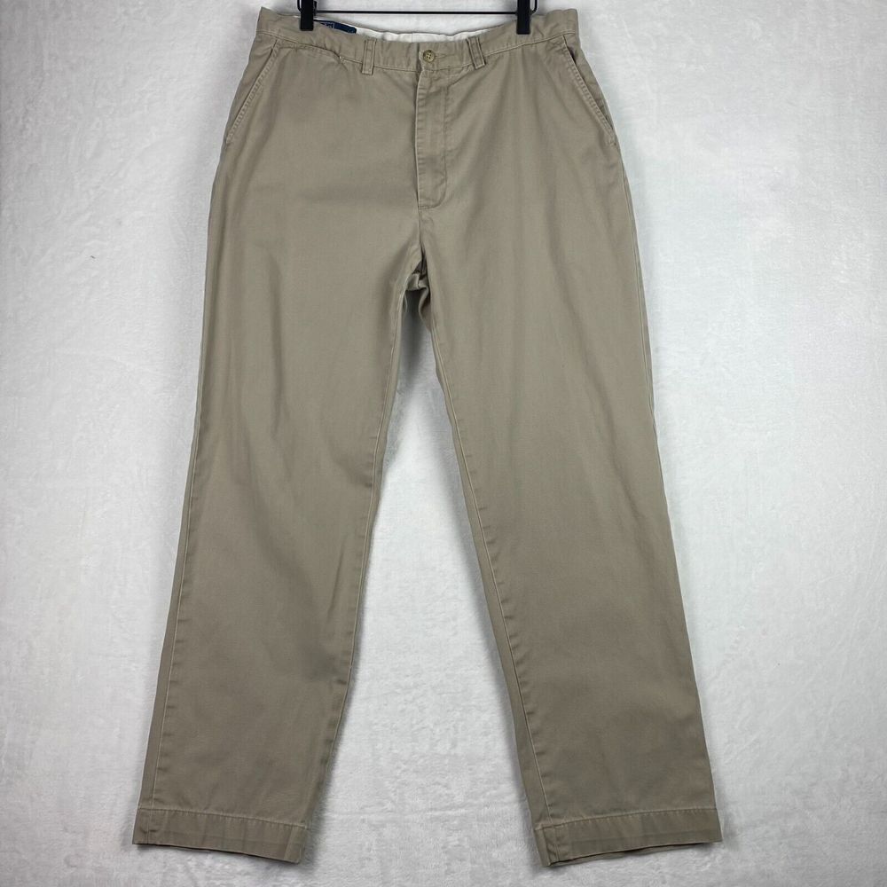 Ralph Lauren Chino Pants Mens Size 35x32 Beige Pockets Straight Leg Classic Fit